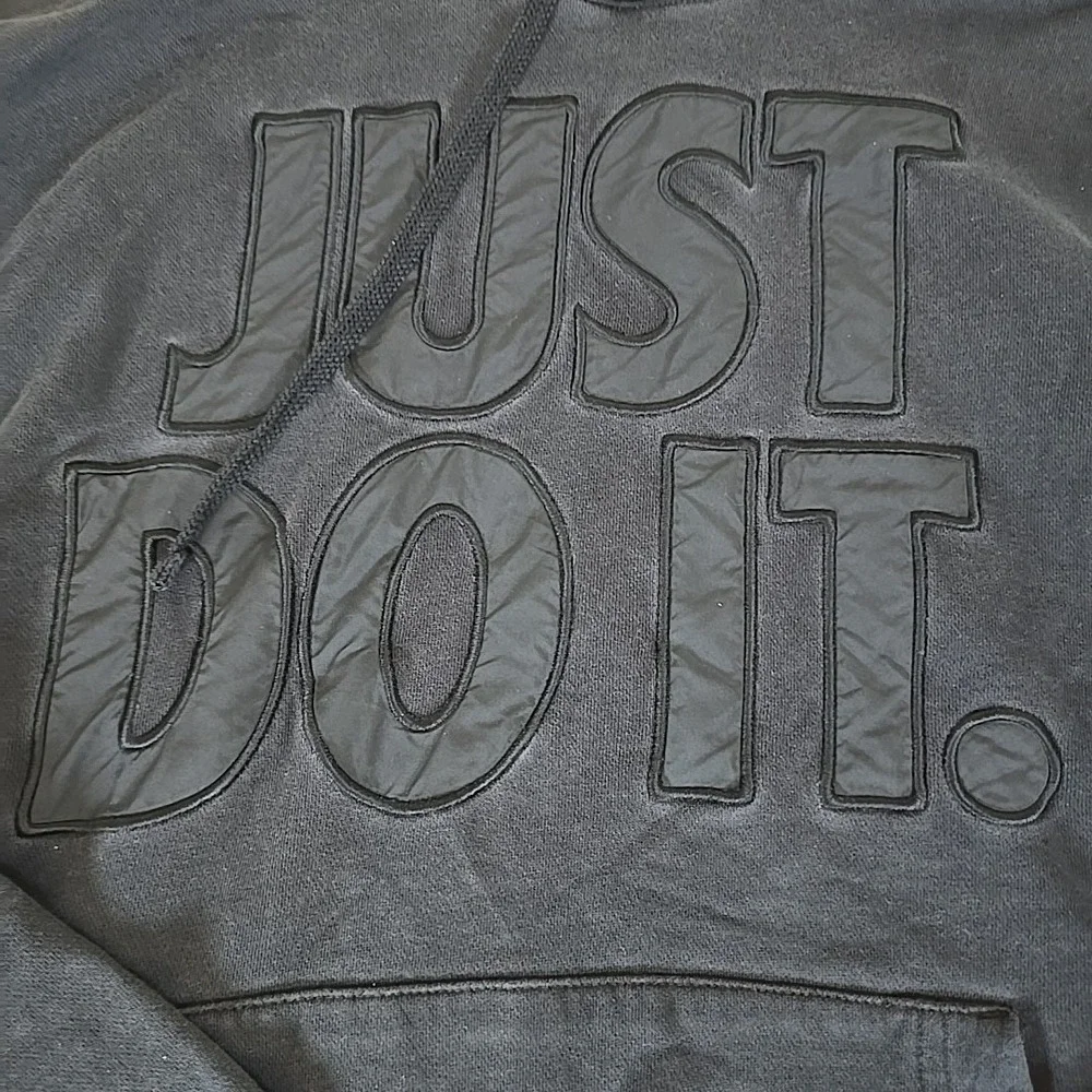 Nike Sweatshirt Mens Large Black Distressed Hooded Just Do It Activewear‎ Casual